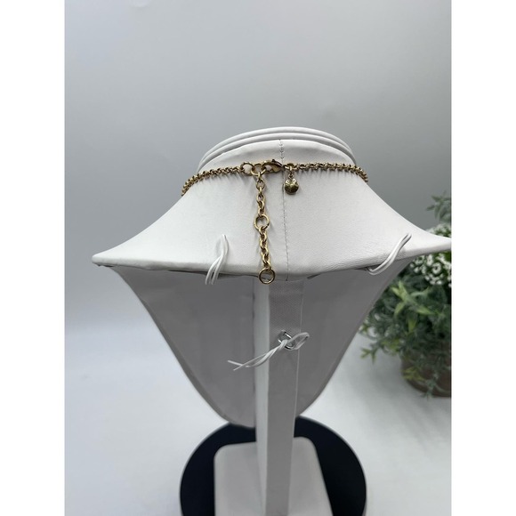 * J. Crew Opaque Faceted White Prong Set Rhinestone Gold Tone Necklace - Picture 9 of 12